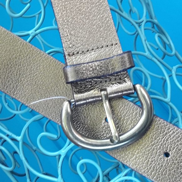 italian Leather Belt Gold Metallic Cottagecore Real Genuine Leather Brass Buckle